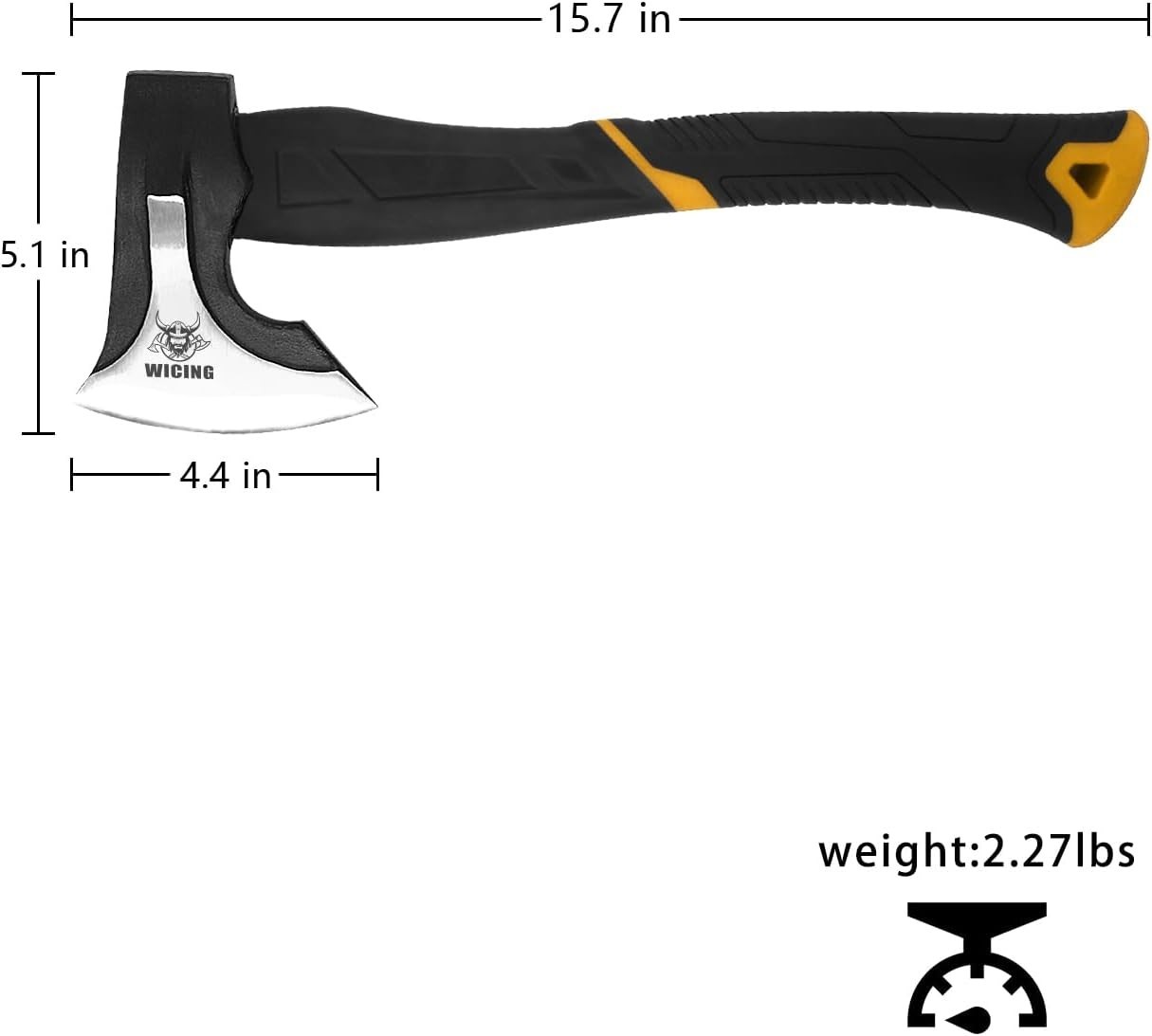 Splitting Axe 15-inch Camping Hatchet Chopping Axe 1065 High Manganese Steel