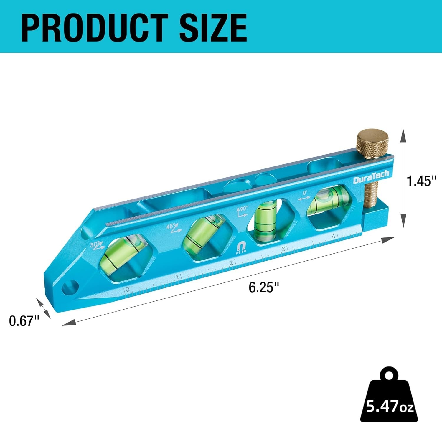 6.25-Inch Magnetic Torpedo Level – High-Visibility Bubbles, Durable Aluminum
