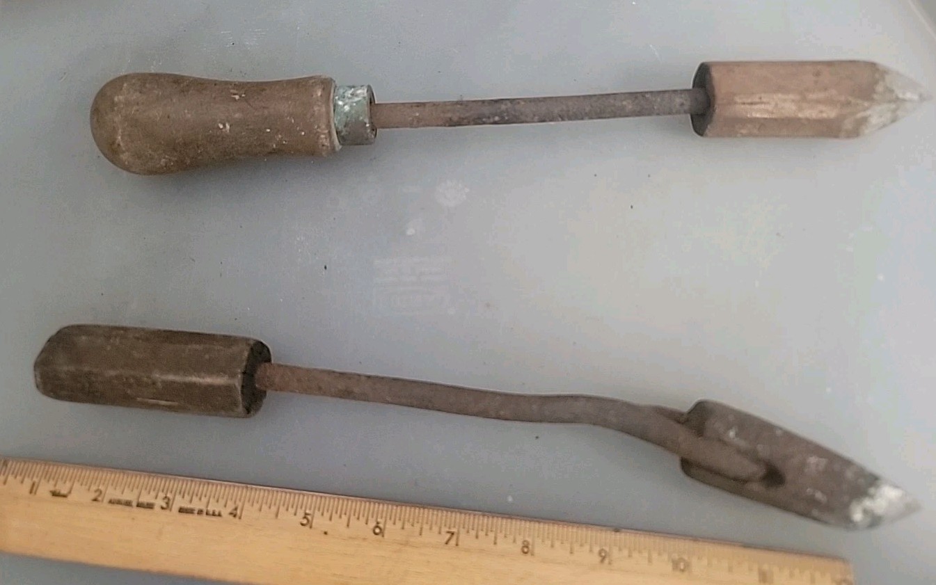 2 Vintage Wood Handle Soldering Iron 12″