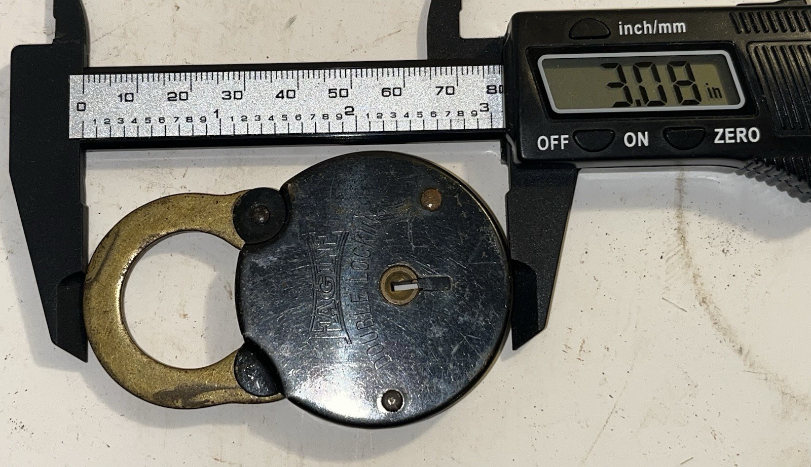 Pair of Antique Eagle Brass & Japaned Steel Locking Padlock Working with One Key