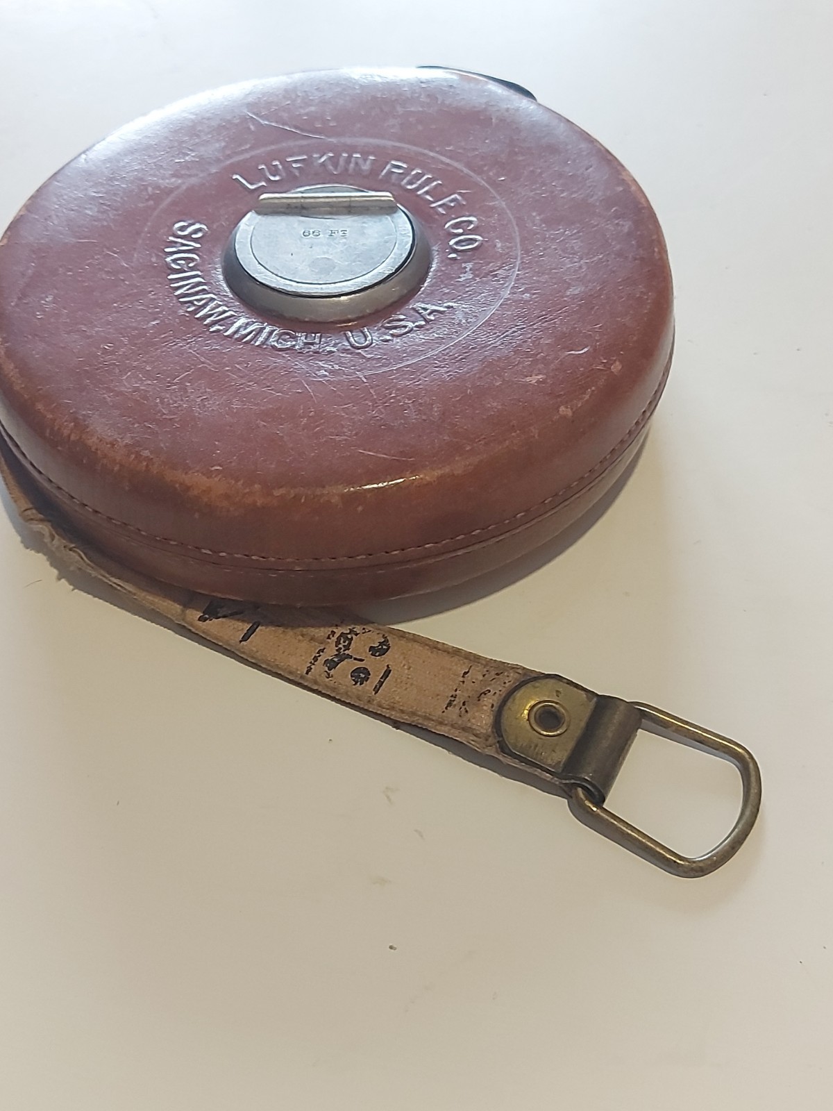 Vintage Surveyors Tape 66ft. By Lufkin Rule Co. Saginaw. Mich. USA. Tape Worn.