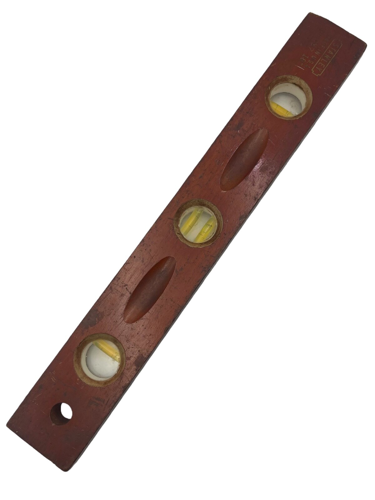 Vtg Stanley Wooden Level No 257 18″ Bubble Glass Made in USA Carpentry Tool