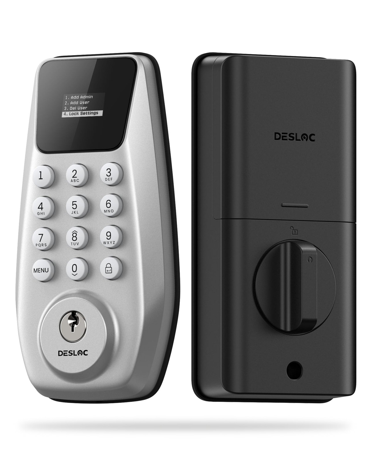 DESLOC C100 Keypad Door Lock Keyless Entry Smart Deadbolt Silver 100 Codes