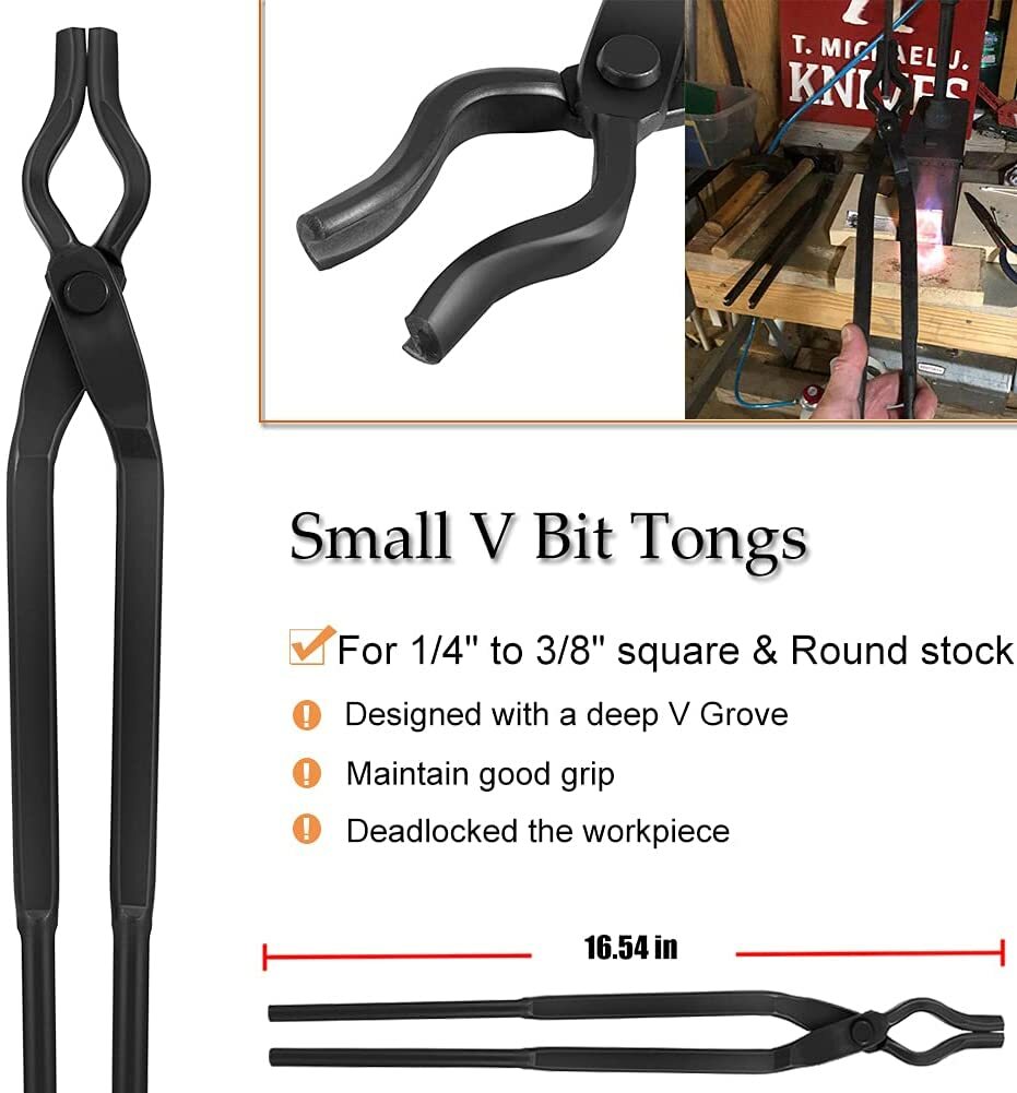 8PC Blacksmith Tongs Expert Replacement Tongs/Blacksmith Starter Tools Hook Jig