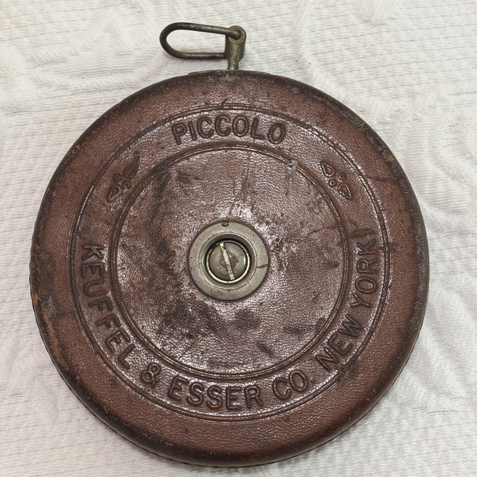 VINTAGE KEUFFEL & ESSER CO. NY “The Piccolo” LEATHER Bound TAPE MEASURE 50 Feet