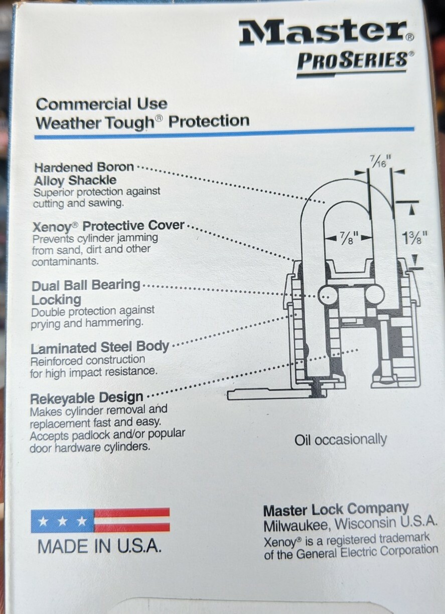 MasterLock ProSeries KIK Padlock 6627 W/O Weather Tough Cover Locksport