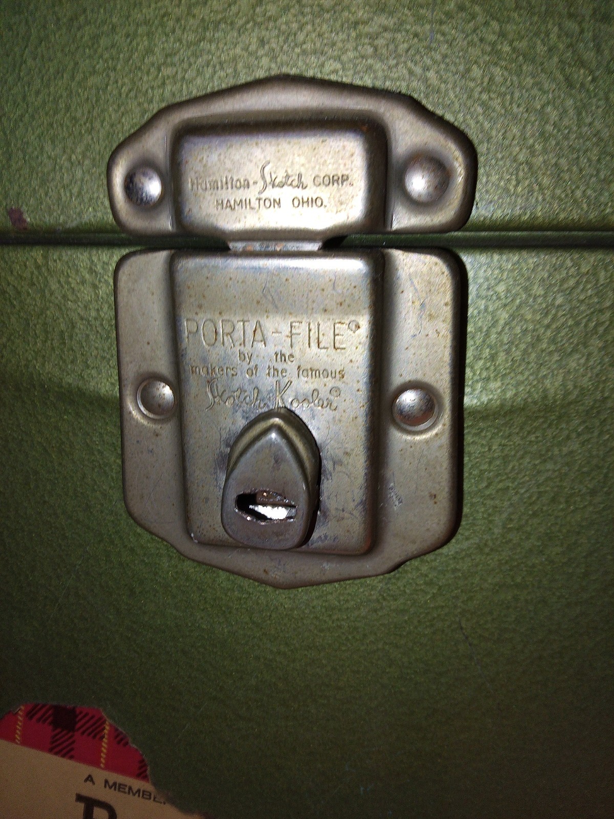 Green Vintage Hamilton Porta-File Metal Portable File Box W/O Key