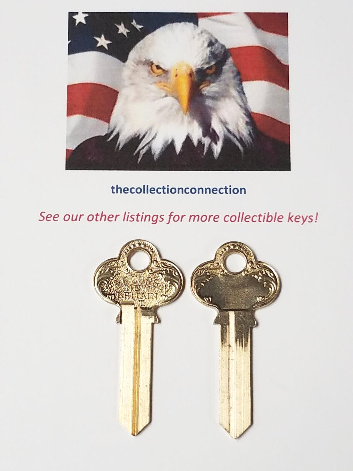 2 Vtg Original P&F CORBIN X1-57B1-6 Key BLANK 1001MA Cabinet Padlock Ornate C044