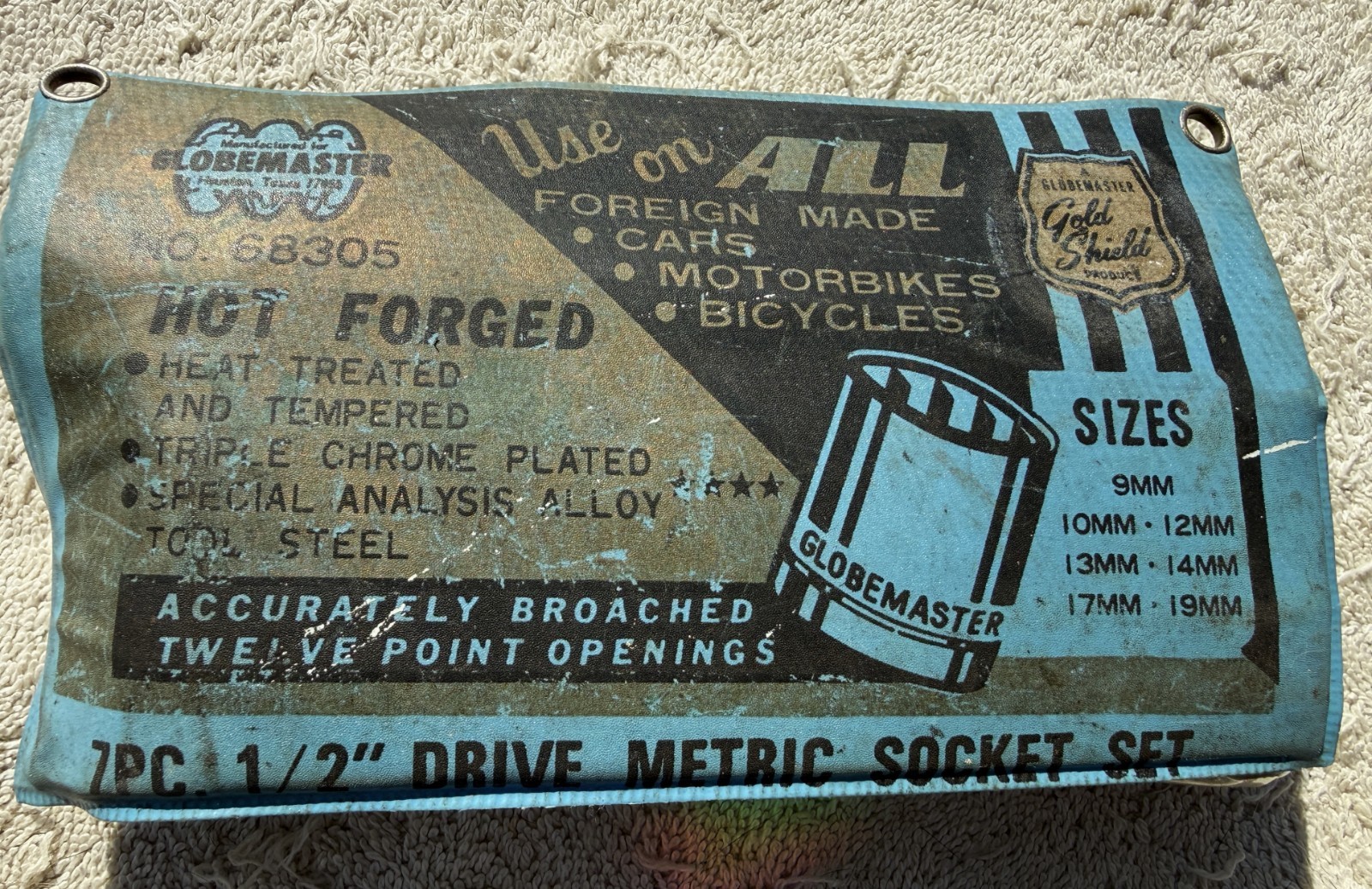 VINTAGE GLOBEMASTER 7 PC METRIC 1/2 DRIVE SOCKET SET NO. 68305