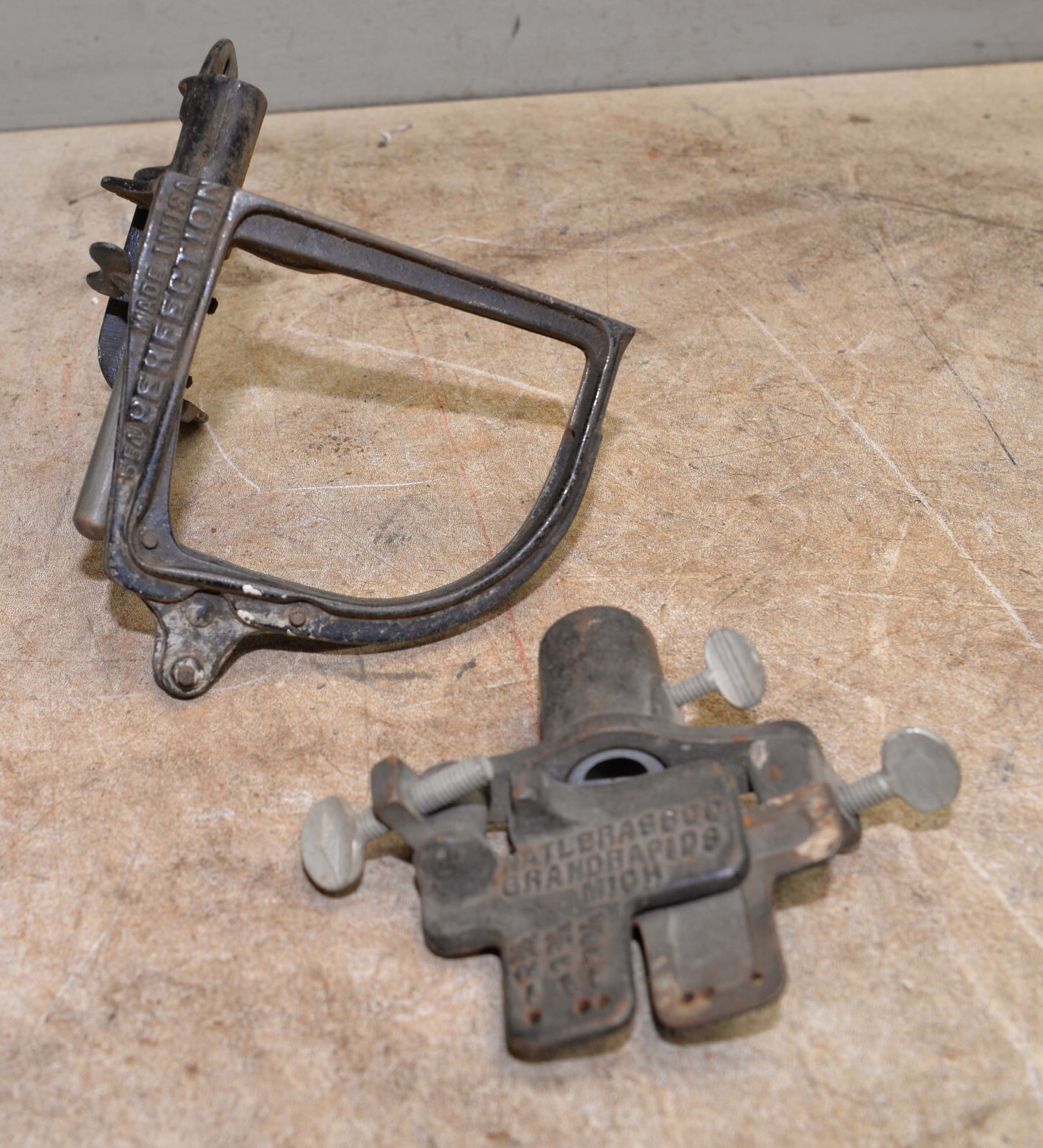 Perfection saw miter fixture National Brass Co door mortise jig collectible lot