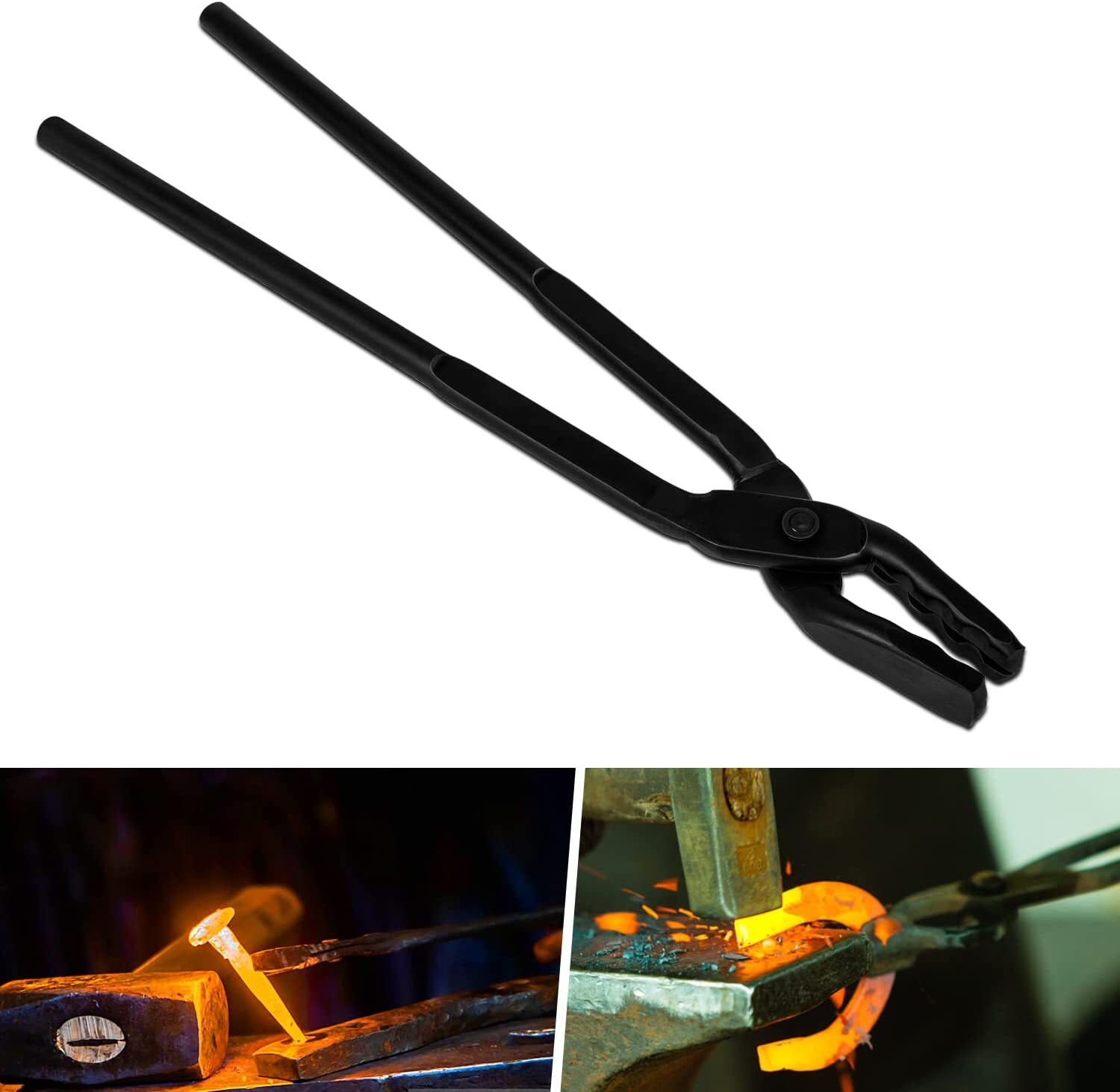 16 inch Wolf Jaw Blacksmithing Tongs Vise Anvil Forge Tool Beginner Bladesmiths