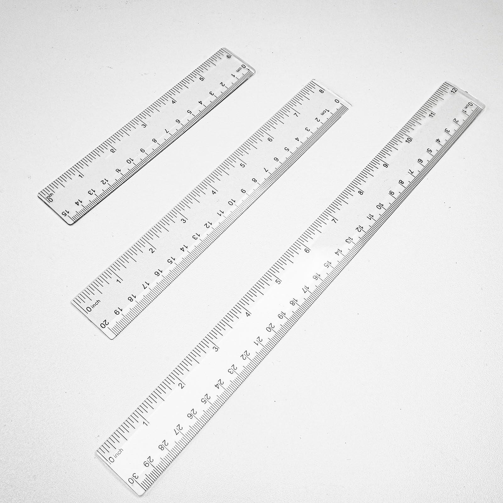 3 Pieces Transparent Plastic Ruler, 6 inch 8 inch 12 inch Ruler, Pack of 3, C…