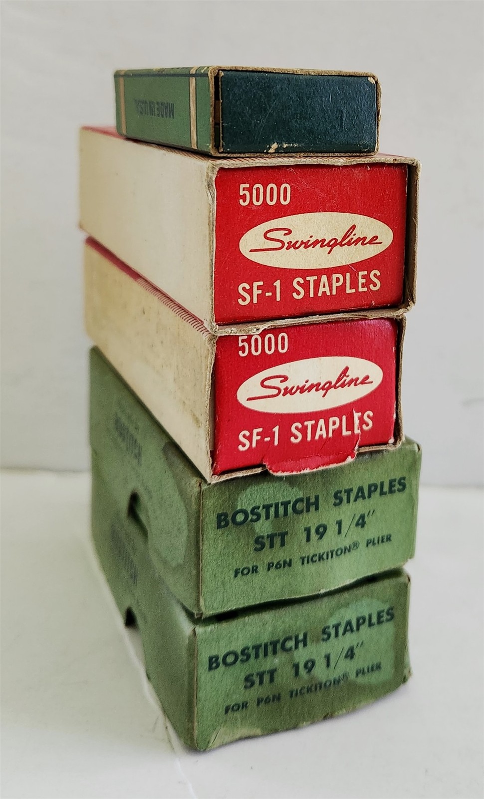 vintage NOS STAPLES unused 5pc BOXES full bostitch swingline commander