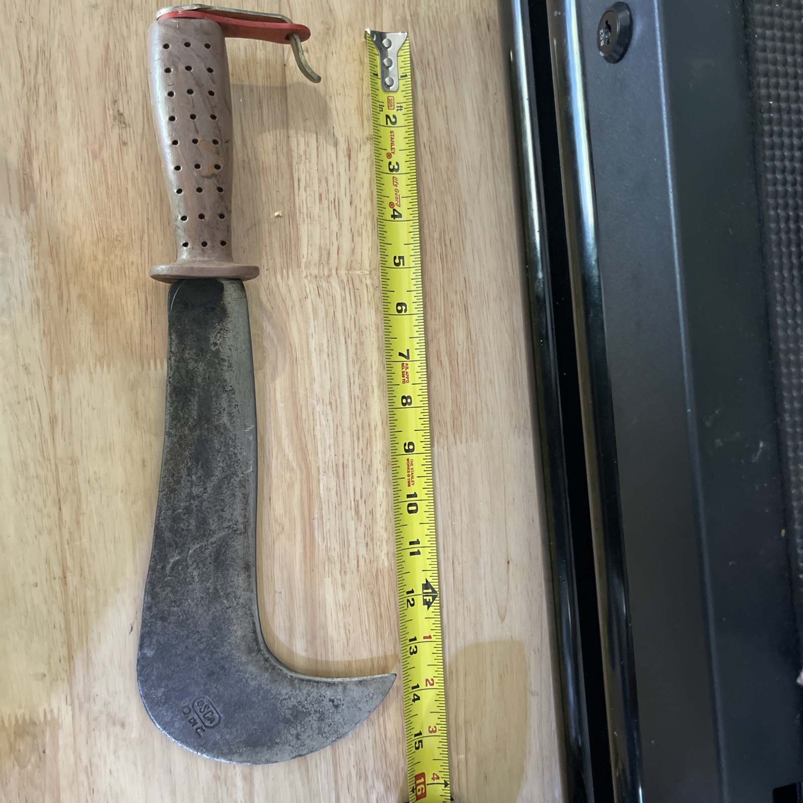 Vintage Italian OSCA Cortenova Roncola Billhook Hand Forged Sickle Knife Tool