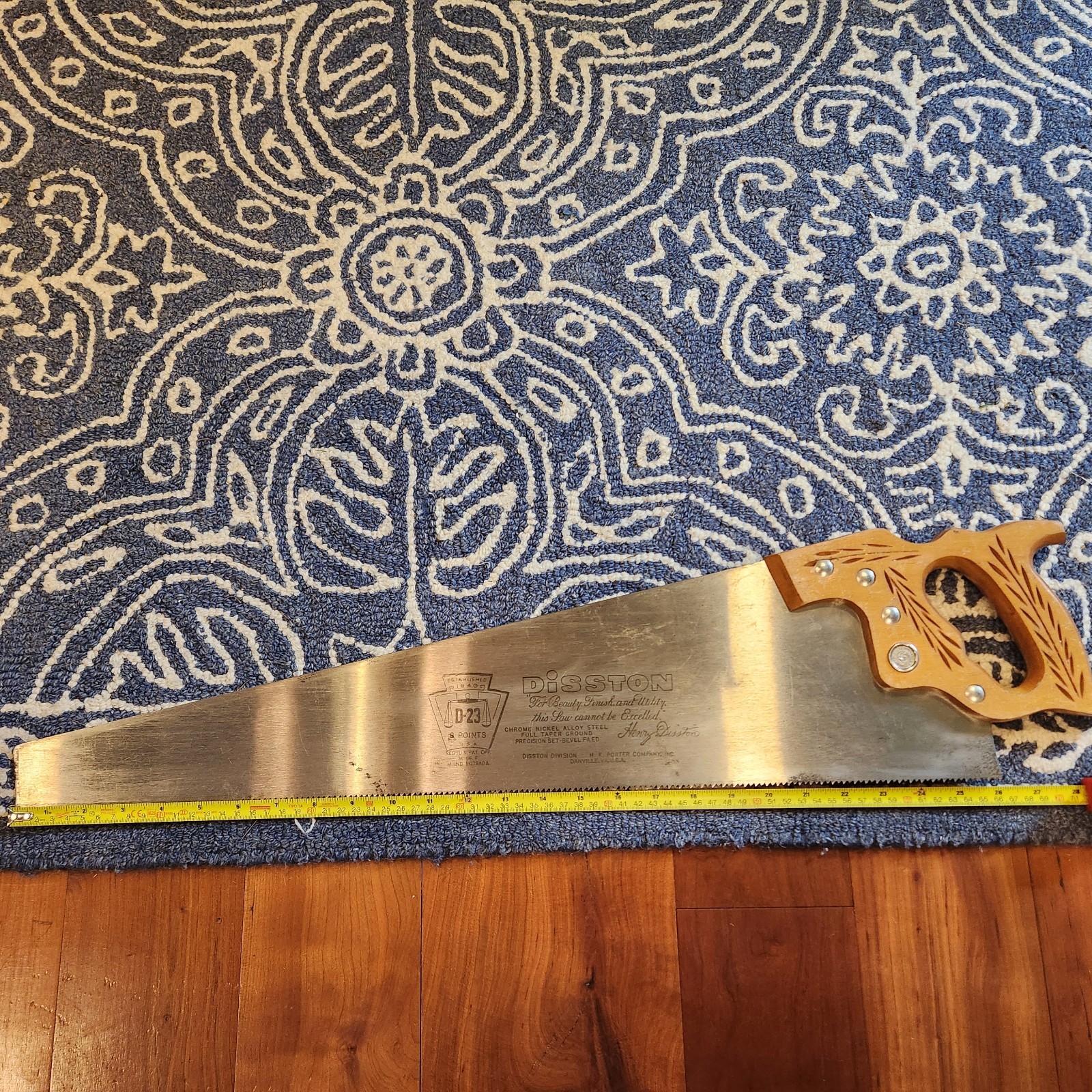 Vintage HENRY DISSTON D-23 26” 8 Points Hand Saw