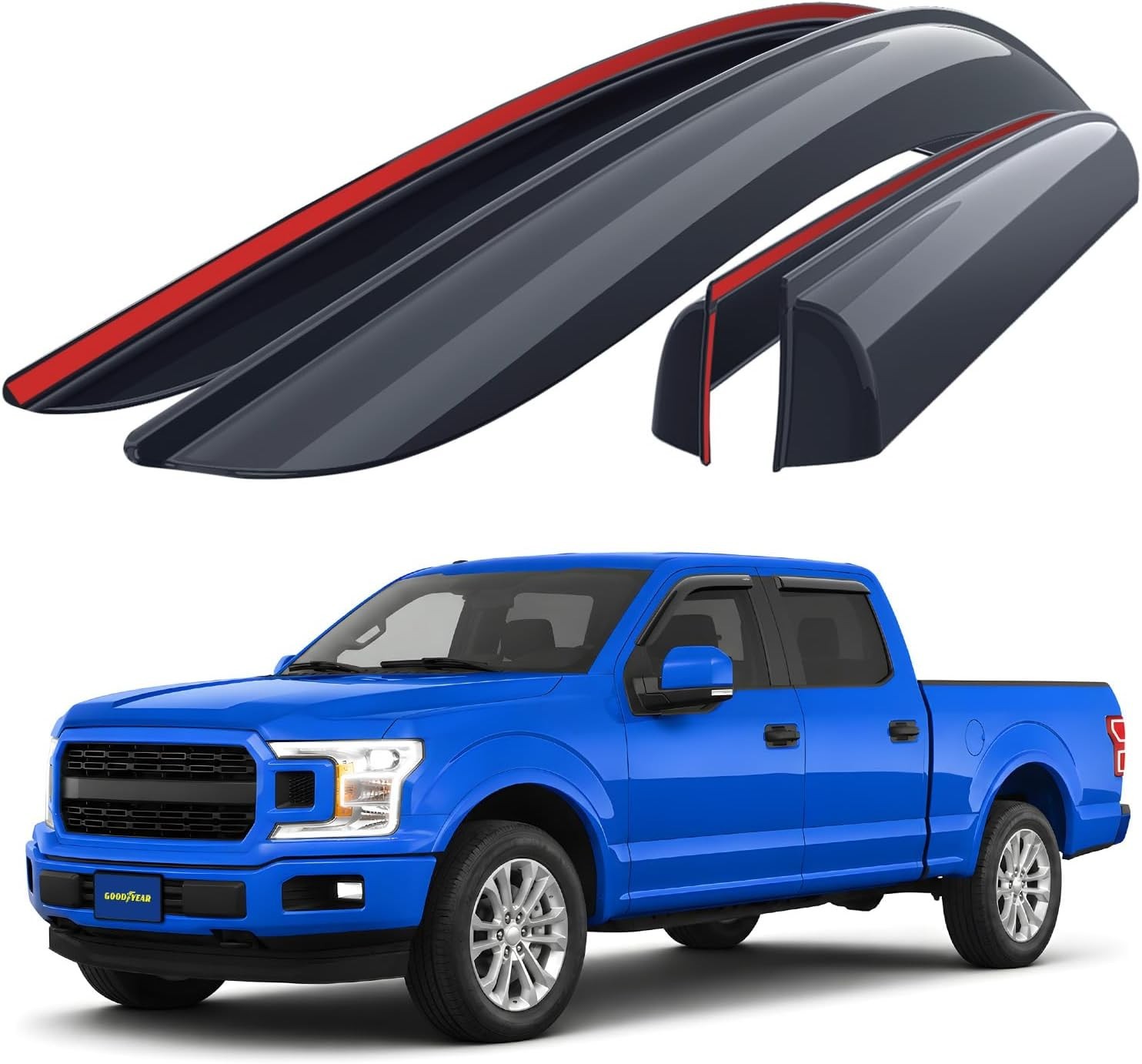 Shatterproof Side Window Deflectors for Trucks Ford F150 2015-2026 SuperCrew, Ve