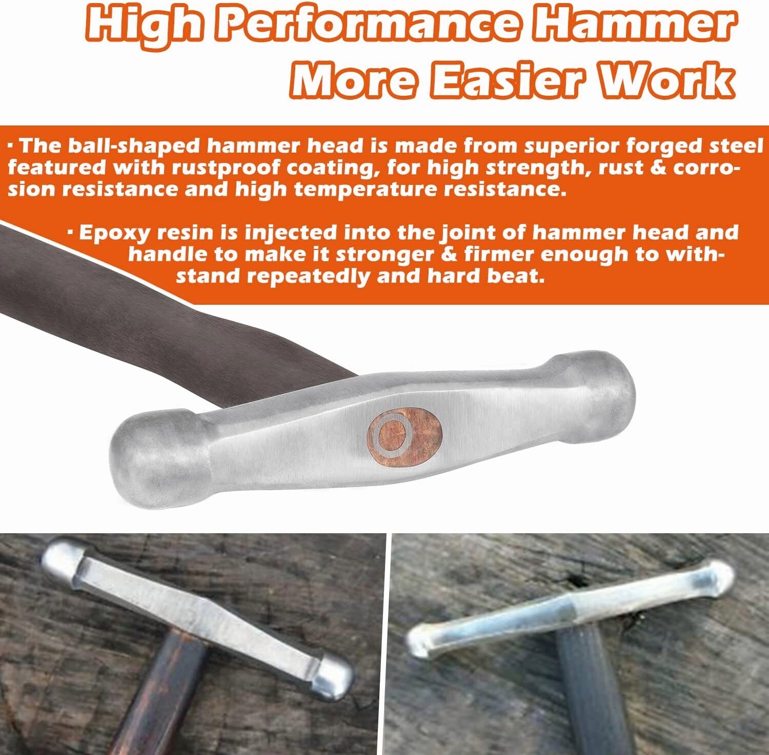 Upgraded Jewelry Blacksmith Anvil Vintage Hammer, Ball Peen Hammer Vintage Head