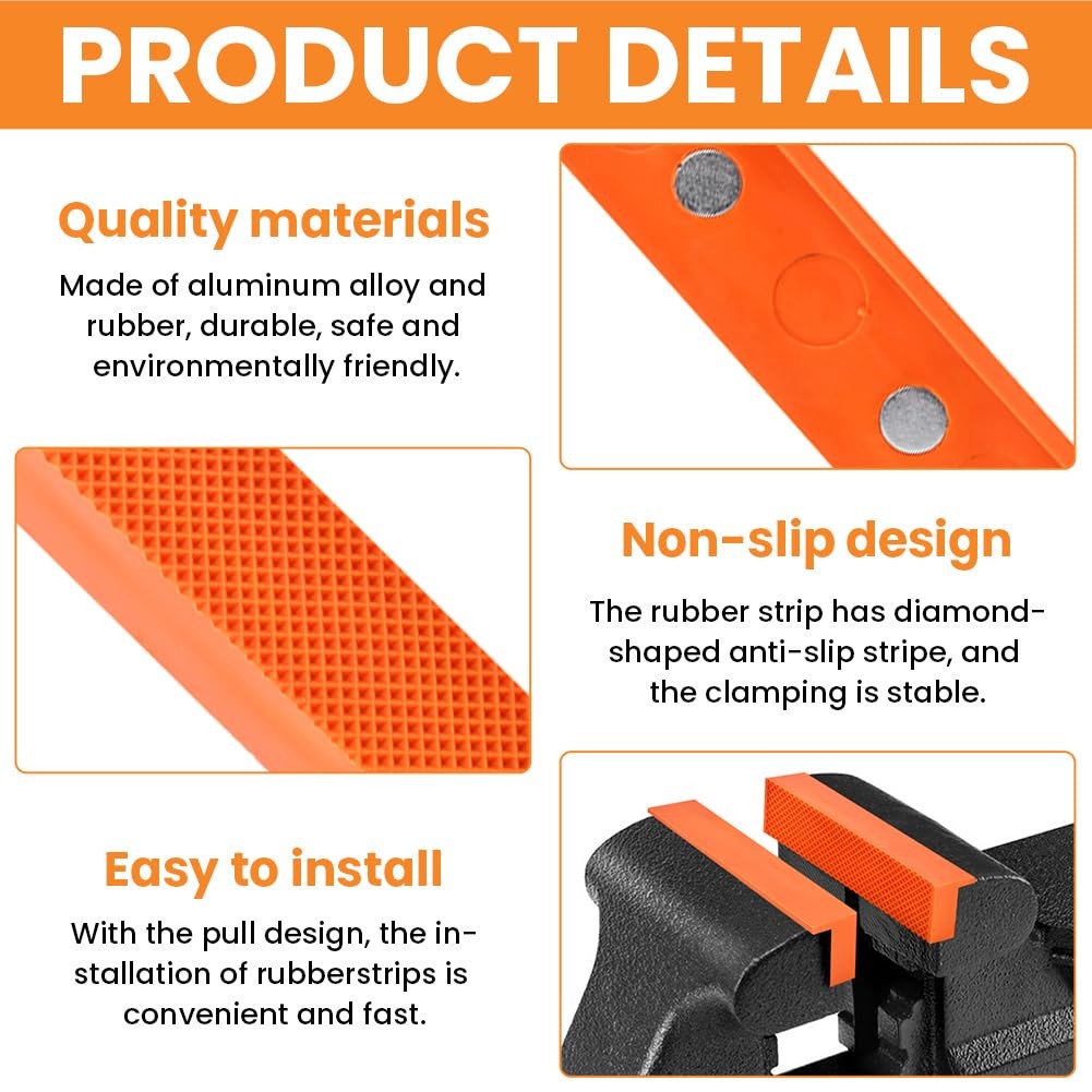 4.5″ Soft Jaws for Bench Vise, Strongly Magnetic Vice Jaw 2 Pair, Orange