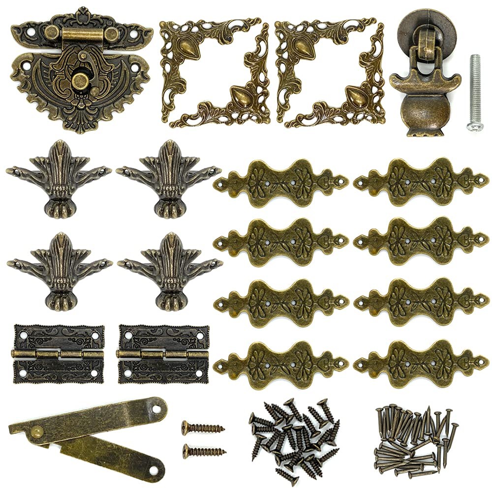 Retro Jewelry Box Antique Lock Latch Hasp Latches 2.16 x 1.9 inch, Bronze