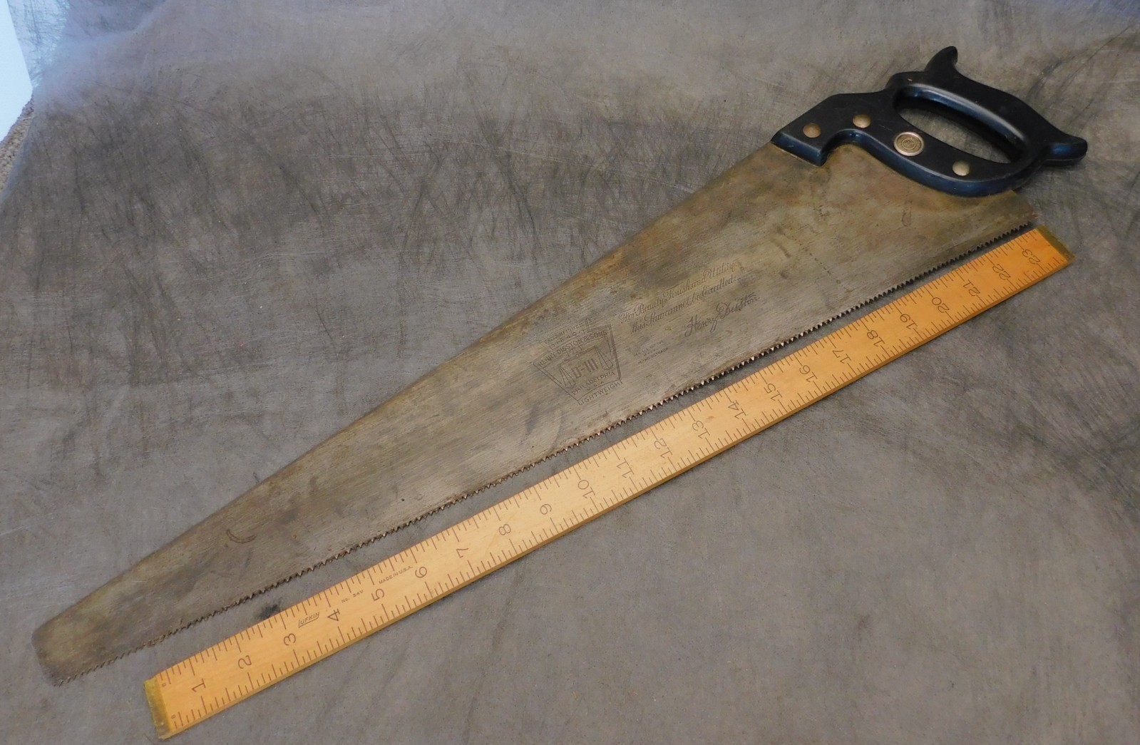 Henry Disston & Sons D-111 26″ 8 pt. Crosscut Saw Straight & Nice Etch