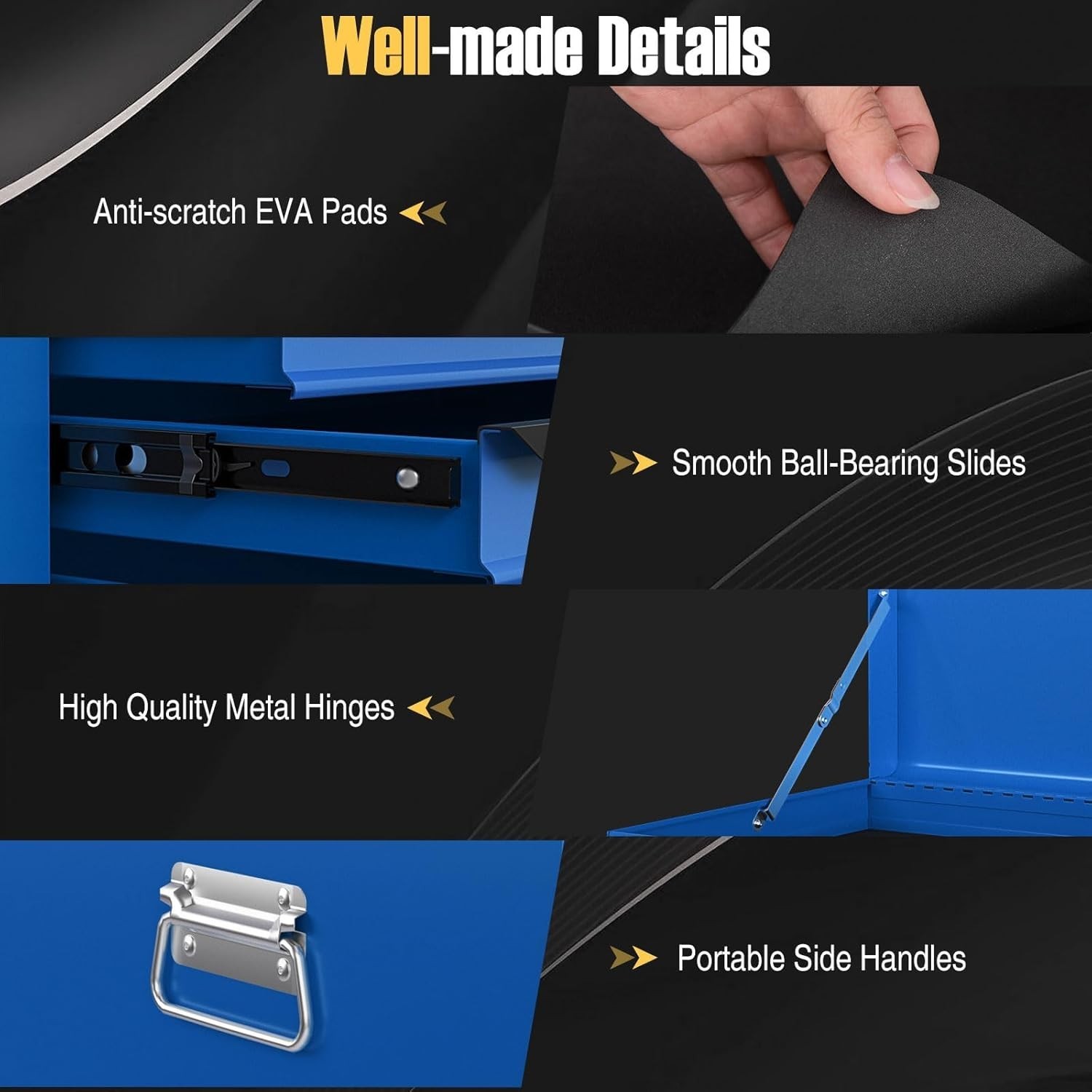 24” Portable Tool Storage Chest with 6 Drawers – Lockable & Rust-Proof in Blue