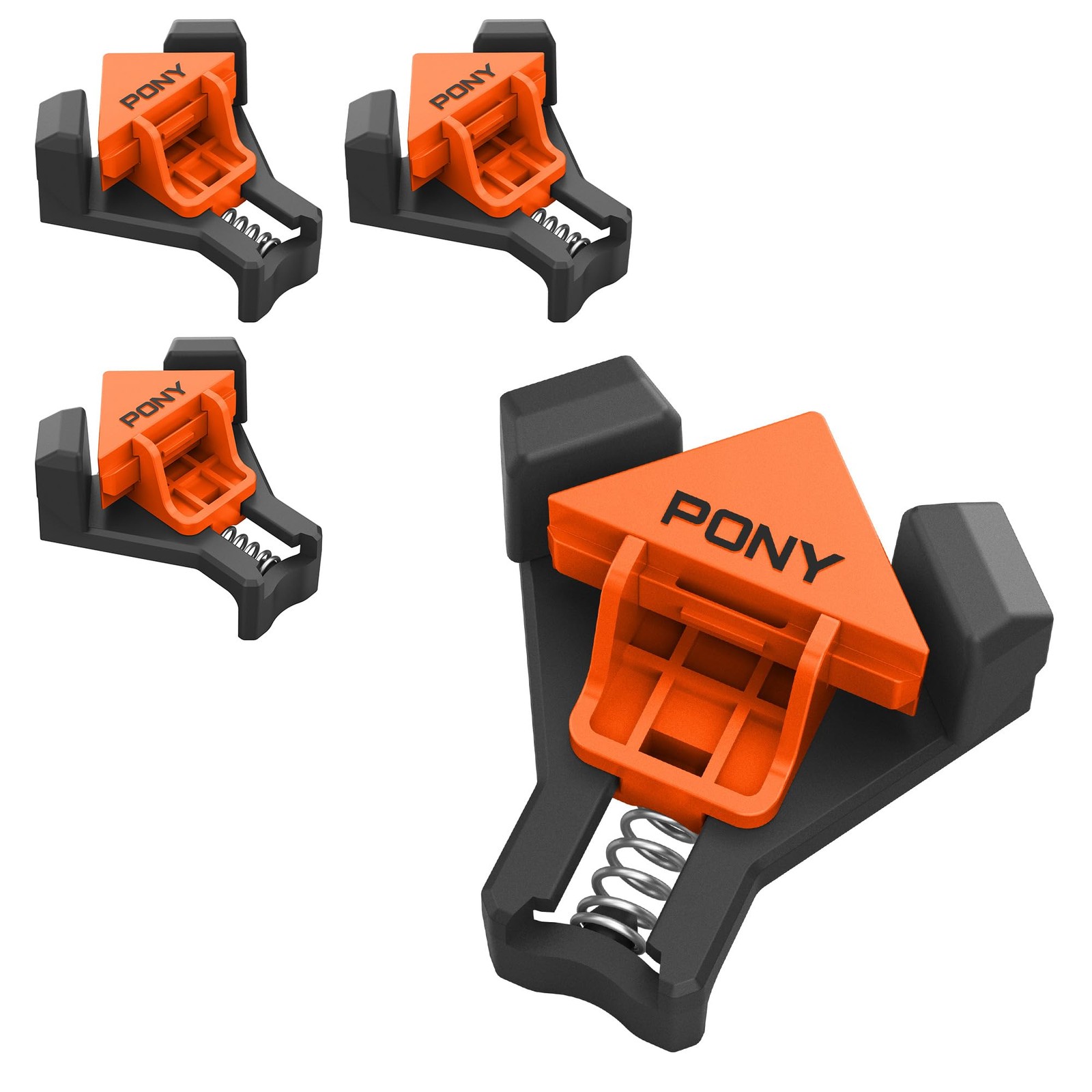 PONY 4-Pack Corner Clamp for Woodworking, 90 Degree Right Angle Clamp, Orange