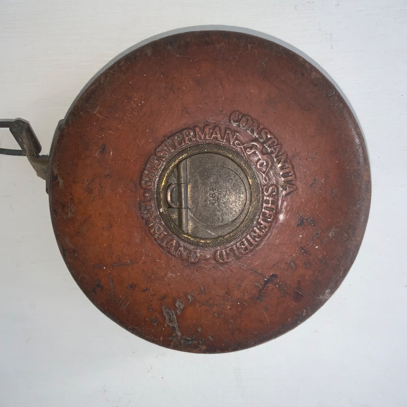 Antique Measuring Tape Chesterman Constantia Sheffield Leather and Brass 66 Feet