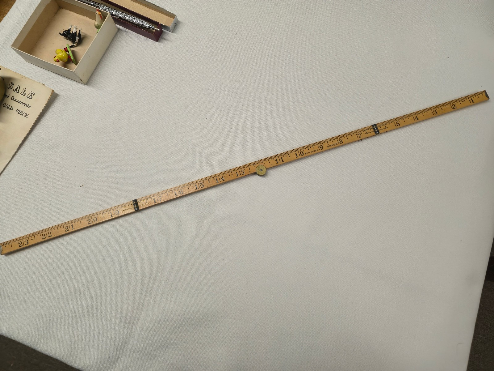 NOS Vintage STANLEY No. 68 24 Inch Boxwood & Brass Folding Ruler Rule USA