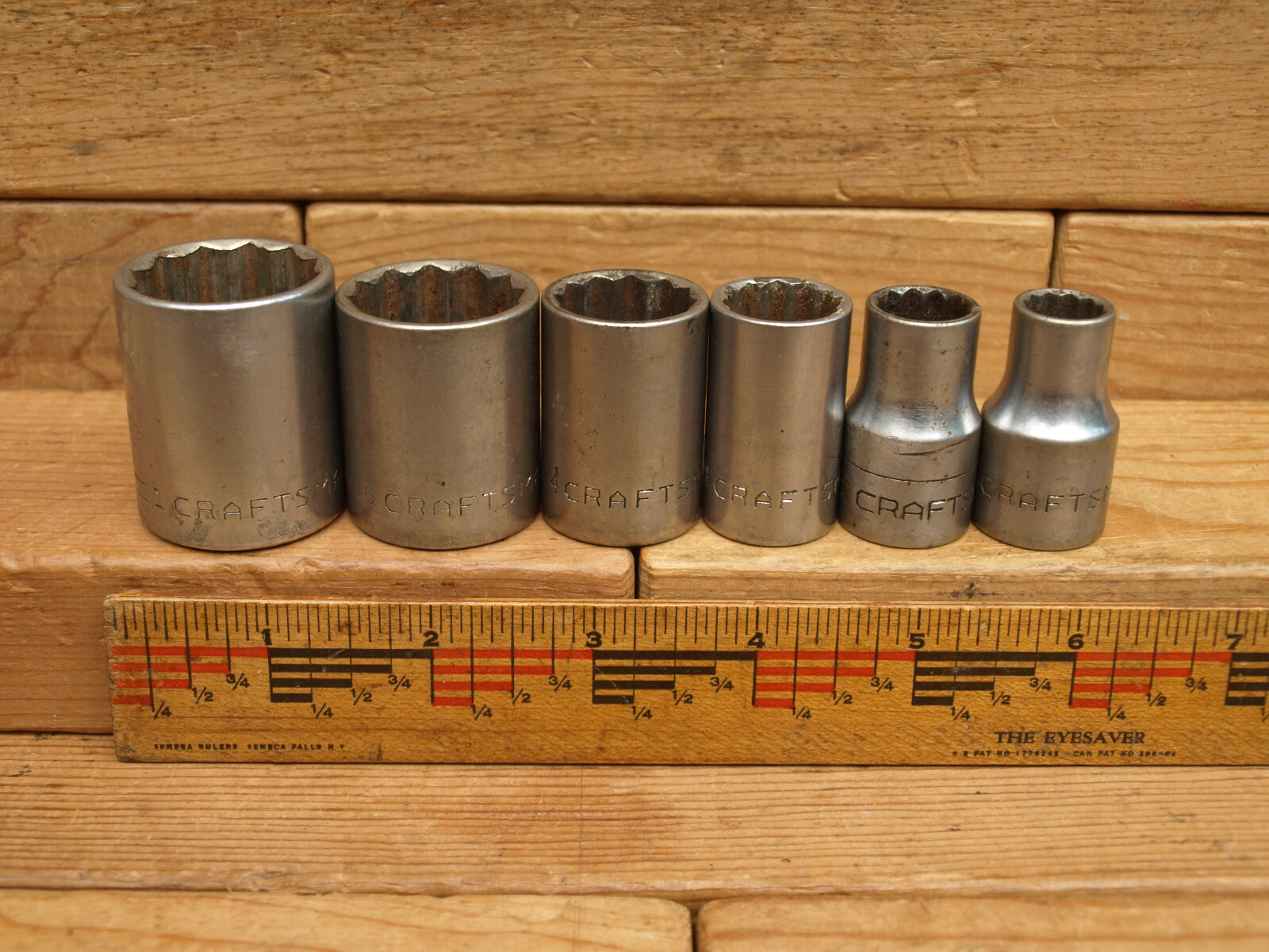 Craftsman Six (6) 1/2 Inch Square Drive Sockets 12-point =V= 1940s-1950s