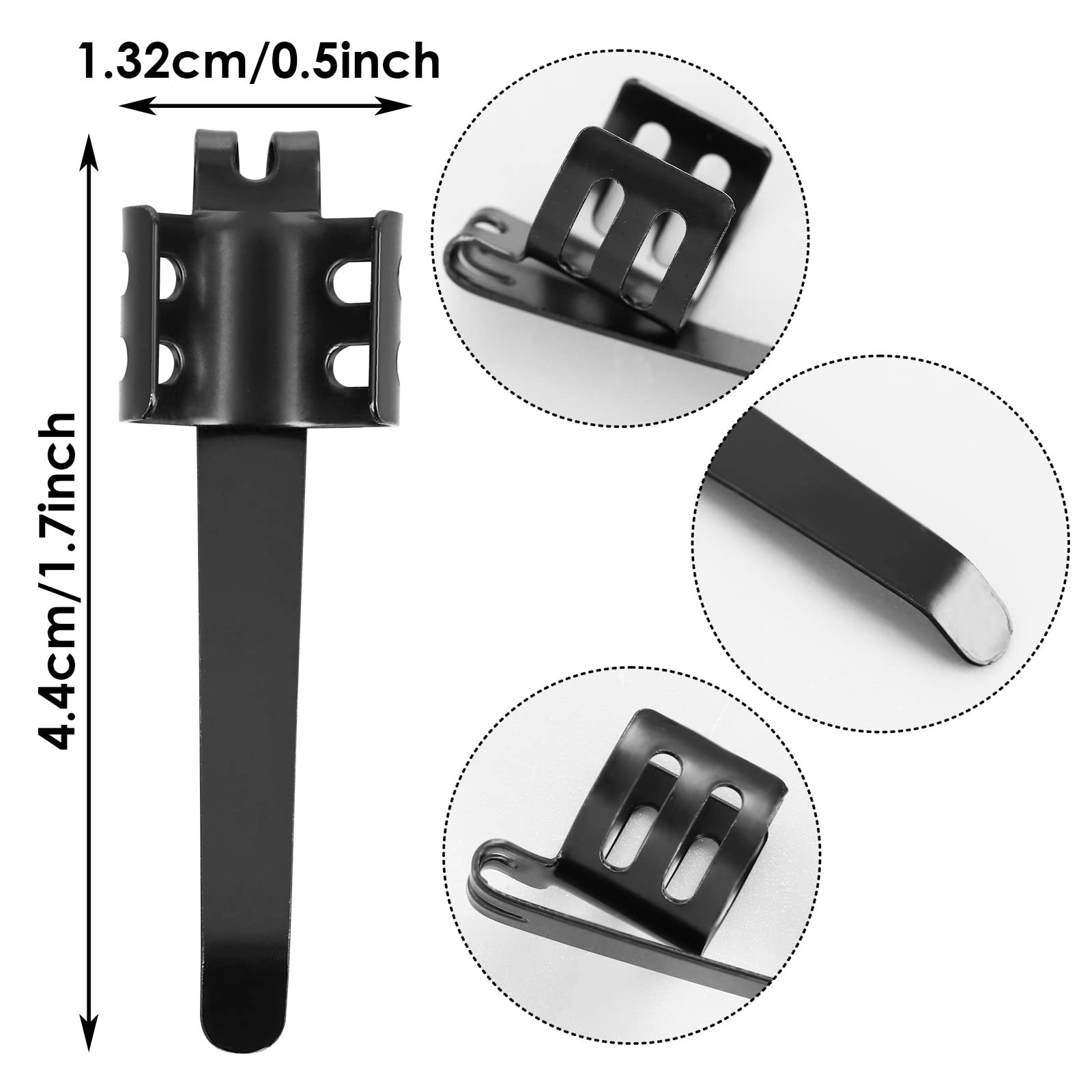 Aster 20 Pieces Flashlight Clip Black Pocket Removable Pen Light