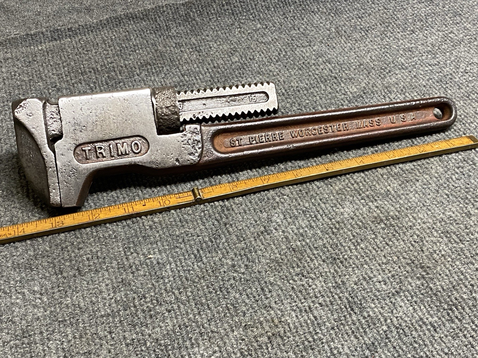 Vintage 15” TRIMO Adjustable Wrench USA Pat’D 12-15-11