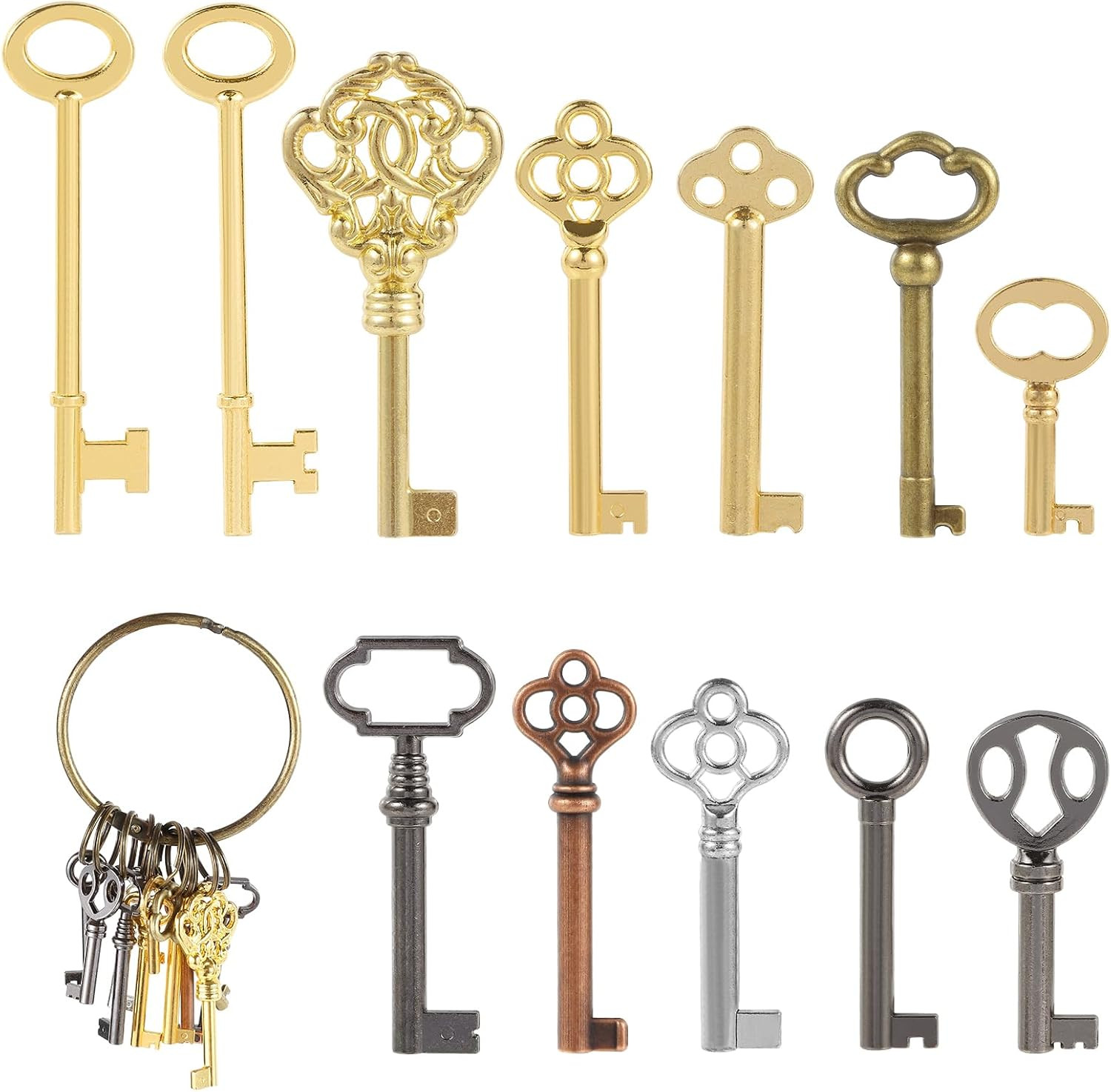 12PCS Hollow Barrel Skeleton Key, Hollow Skeleton Keys, Vintage Furniture, Vinta