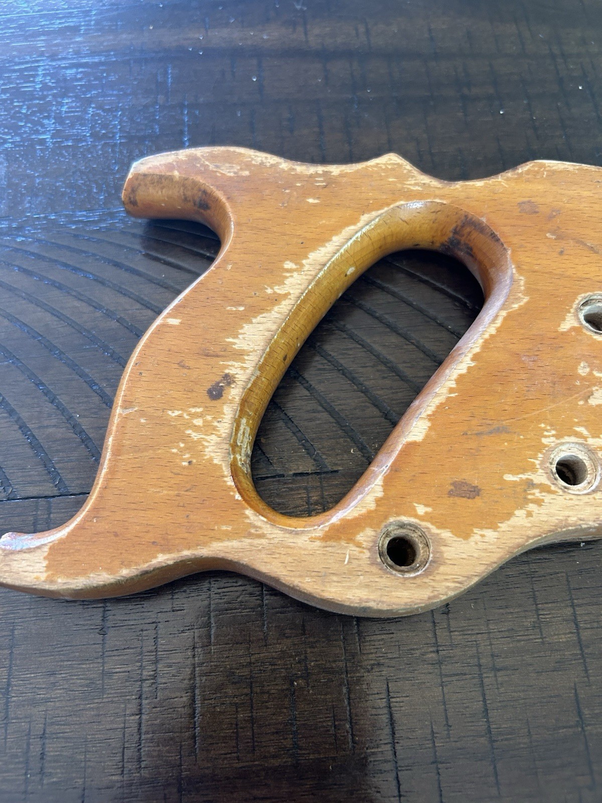 Vtg Antique Disston USA hand saw wood handle Wheat Pattern