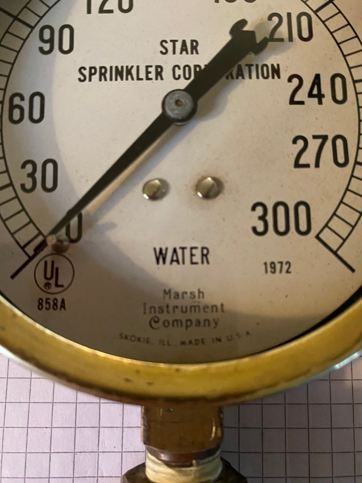 Star Sprinkler Corp Water Gauge w/ Valve 1972 Marsh Instrument Co 300 psi works