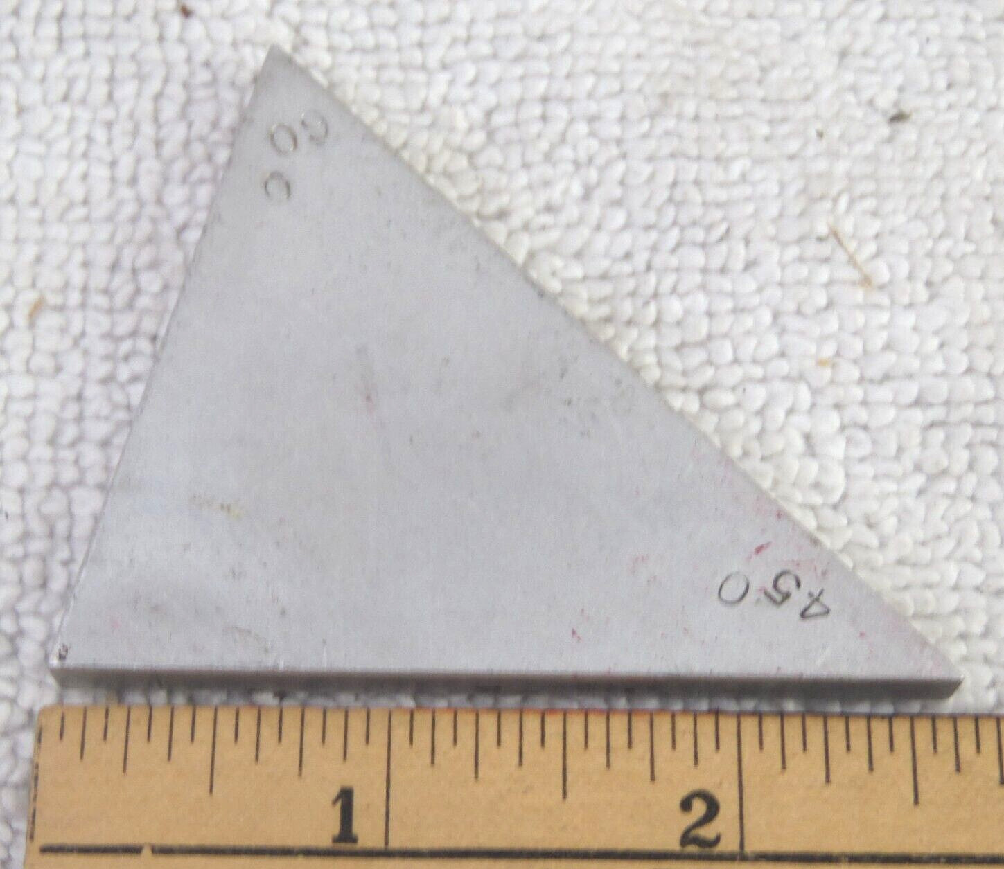 “Aluminum” 2 1/2 ” Machinists’ Straight Edge, Triangle, 45, 60 degrees USA VTG