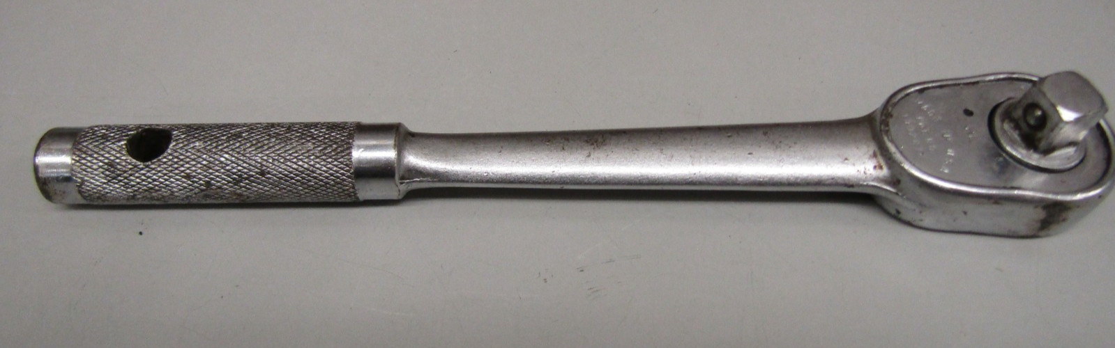 Vintage Indestro Super USA 1/2″ Drive – Long Knurled Handle Ratchet # 3201