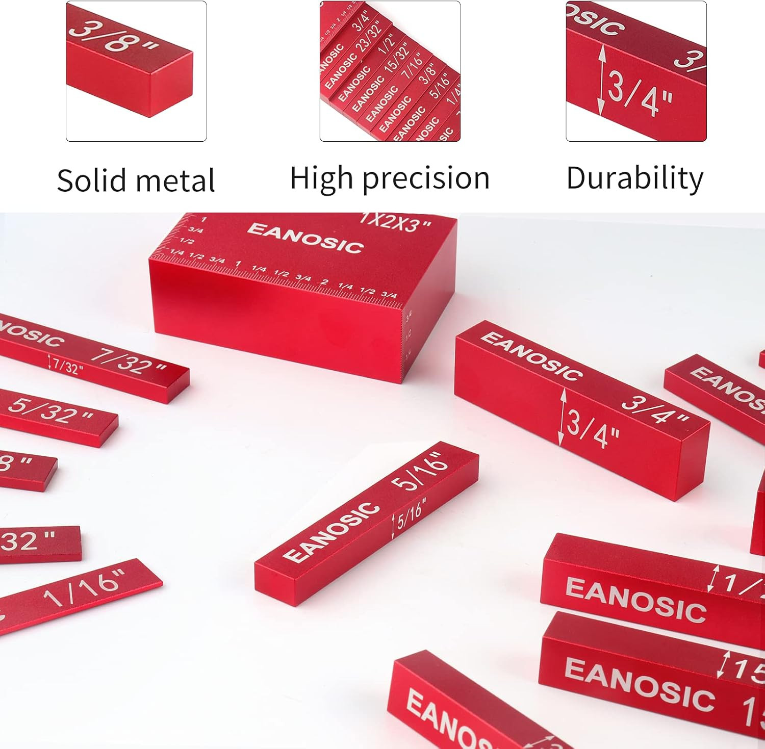 Precision Setup Blocks Height Gauge Set – 15 Pcs Aluminum Bars for Woodworking