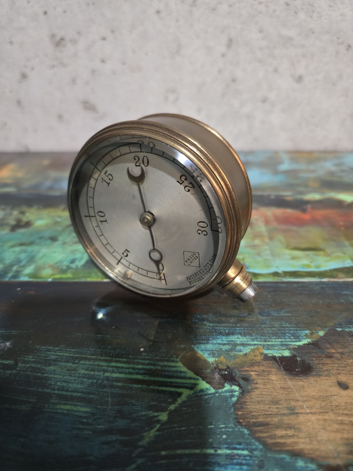 Antique W. & C. Co. Pressure Gauge Patented July 28, 1896 *Brass* Beveled Glass