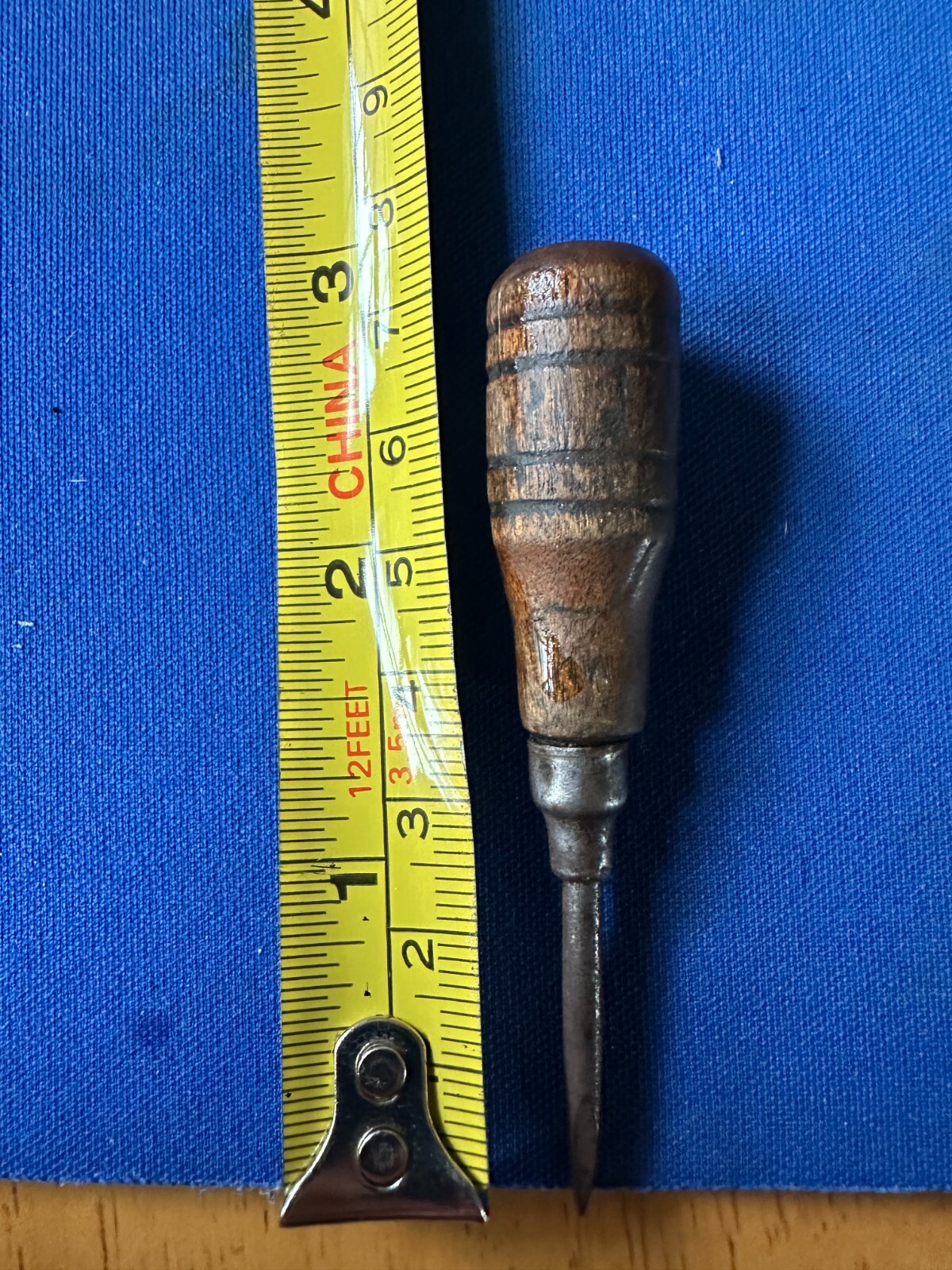 Miniature Screwdriver Flathead 1/8″ Tip Wood Round Grip Handle 3 inch Vtg