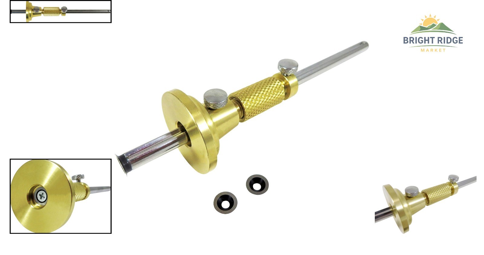 Brass Marking Cutting Gauge for Wood with Hardened Steel Beam and Extra Cutters