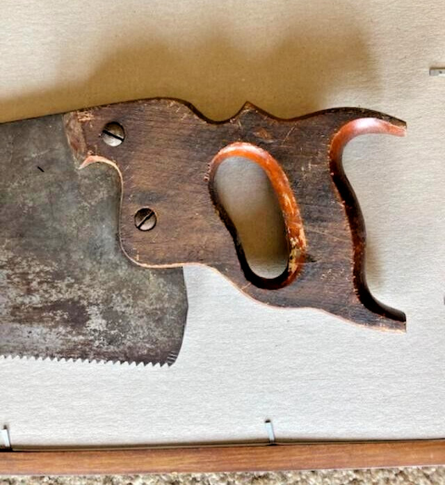 Vintage Hand Saw with small hand hole. No brand, 2 screws