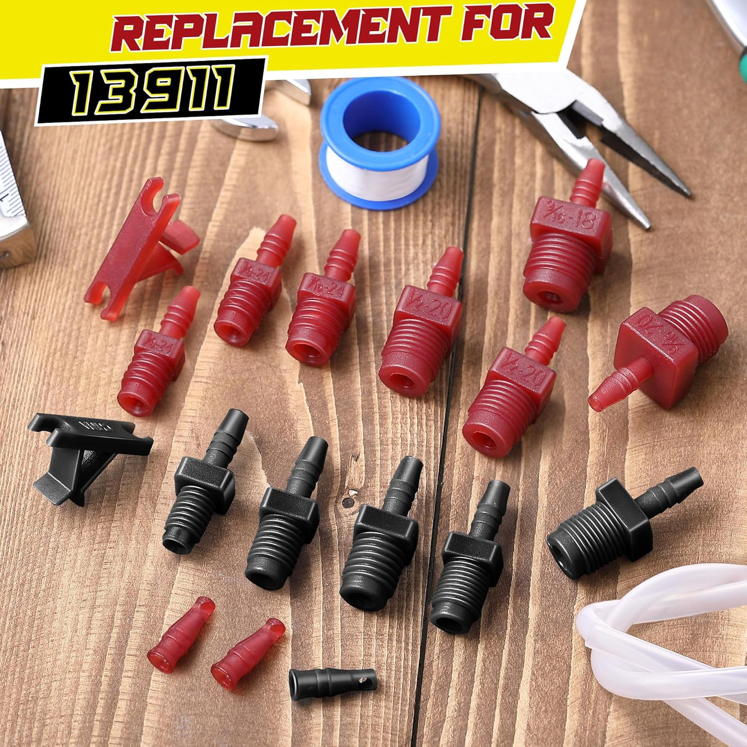 Master Cylinder Bleeder Kit Complete Brake With 22 In Clear Hose PTFE Tape 20PCS