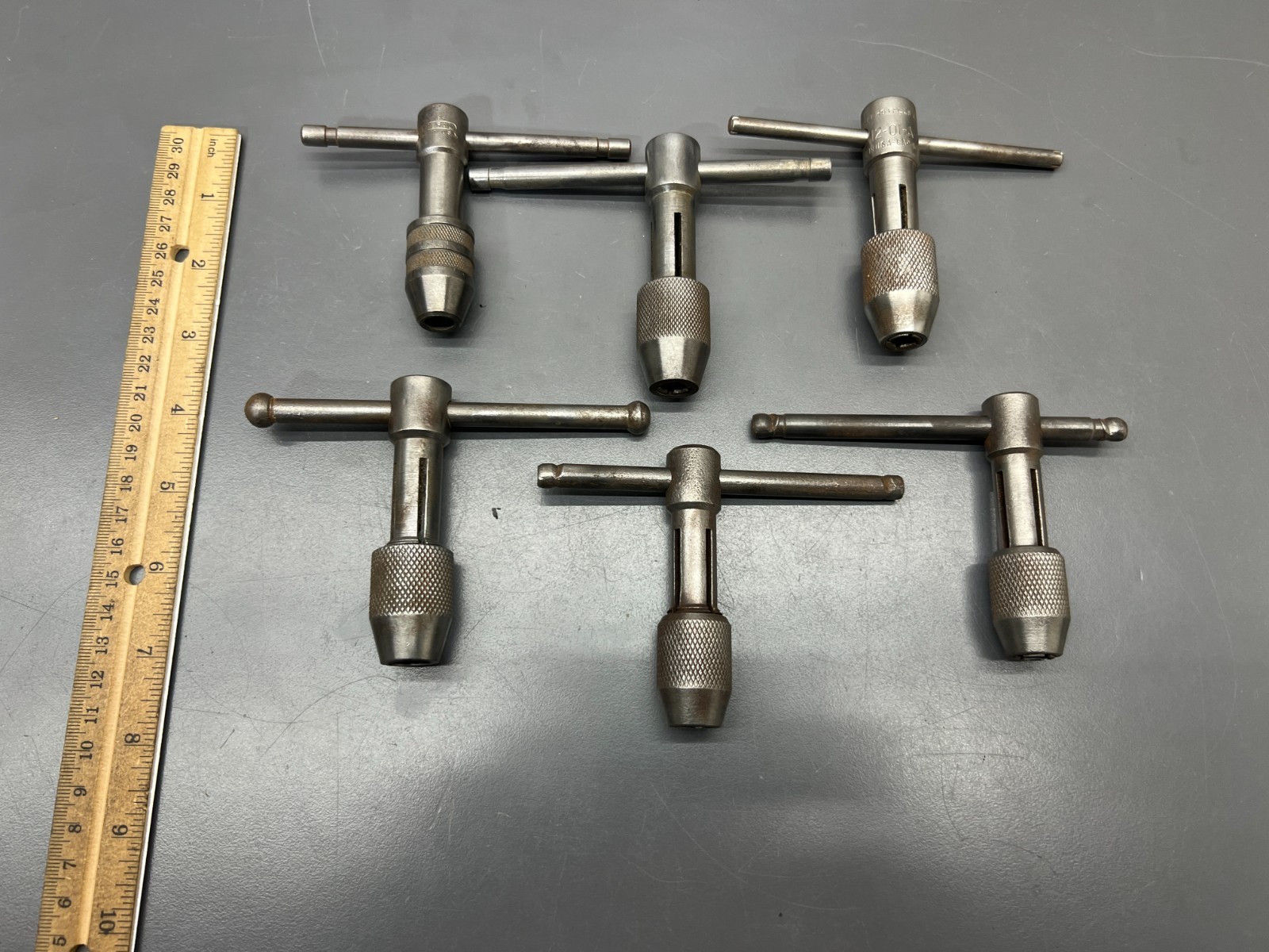 (o) VINTAGE 6 PC MACHINIST SLIDING TAP T HANDLE WRENCH SET LOT – VGC