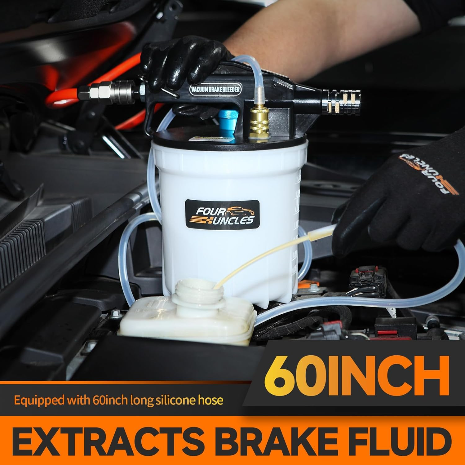 Brake Bleeder Vacuum Pump Kit – Pneumatic Brake Fluid Extractor with 1L Refillin