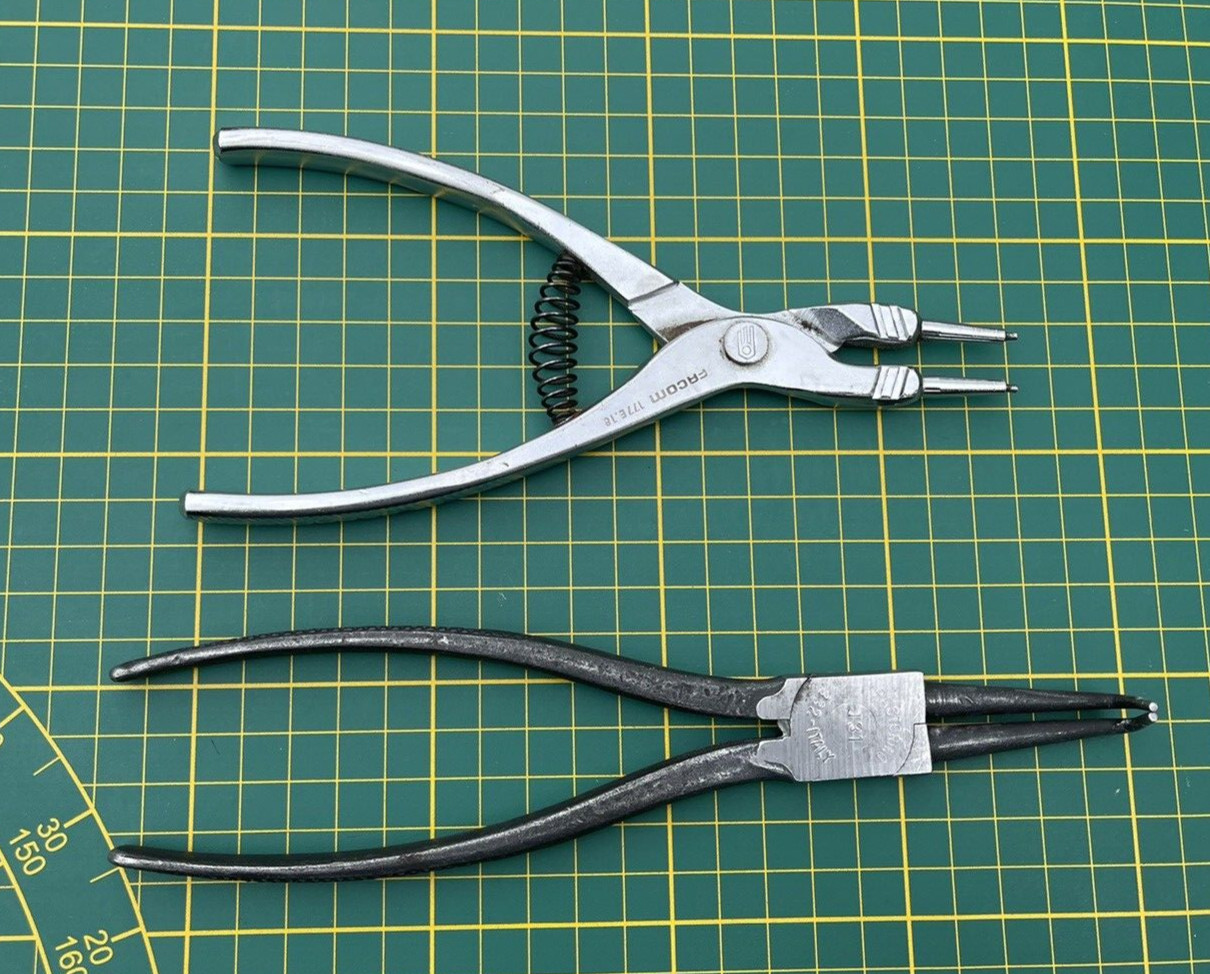 Two vintage locksmith tools for removing circlips, collectible, France, Italy