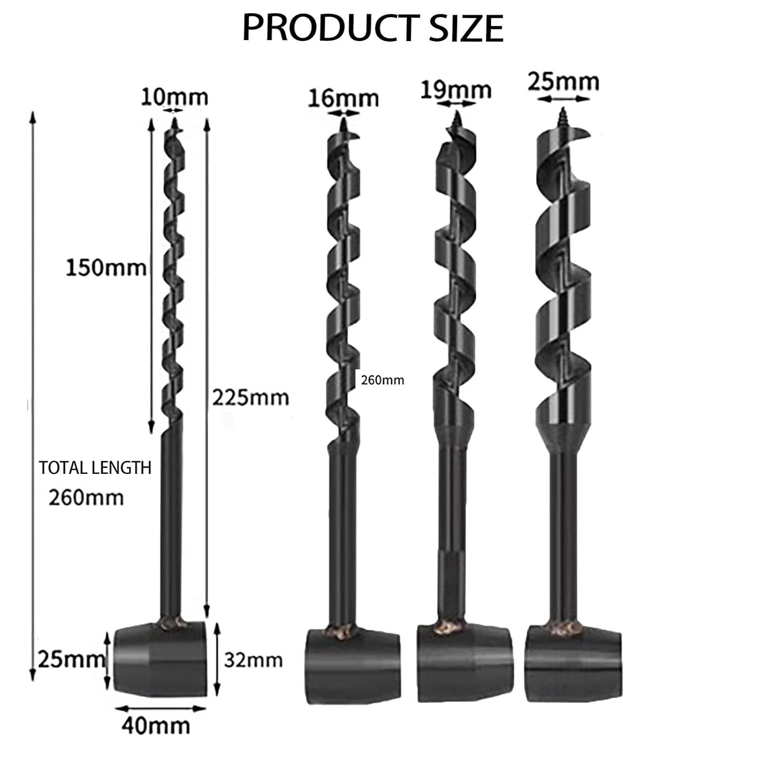 4 Pcs Hand Auger Wood Drill,Bushcraft Hand Auger Wrench