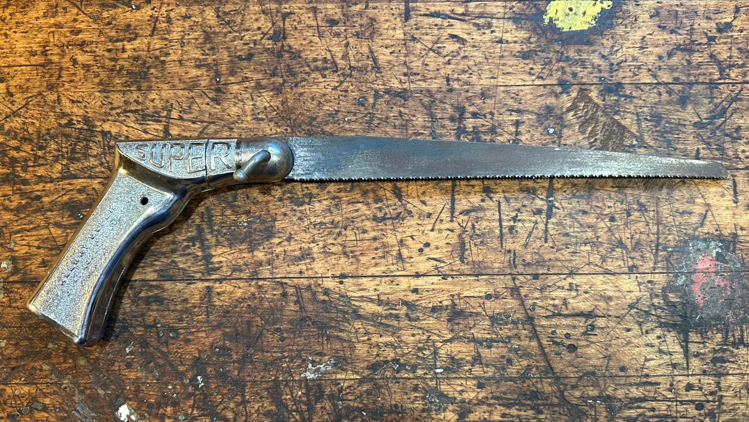 Vintage Allway Super Chrome Handle Pistol Grip 16″ Hand Saw w/Matching Blade