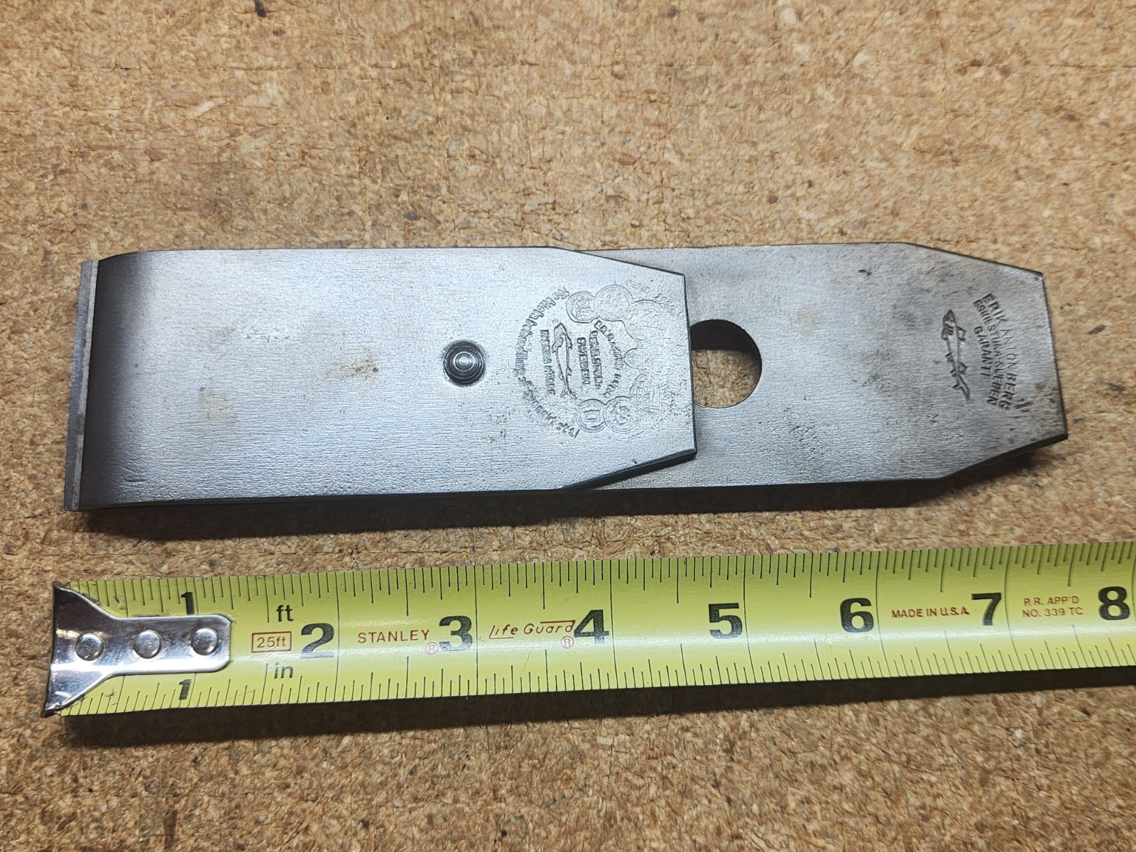 Antique 20″ Long Hand Made Paduk Wood Plane With Erik Antonberg 2″ Plane Iron