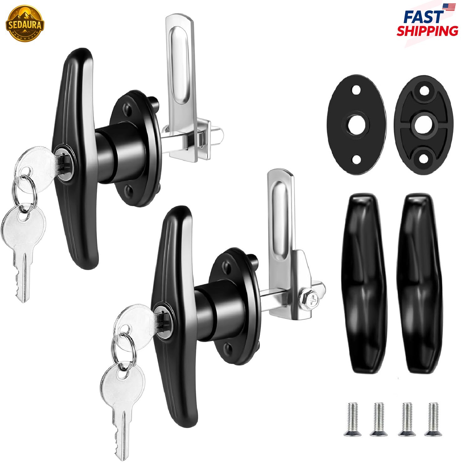 Truck Cap T-Handle Lock Set Replacement Camper Shell Tonneau Cover Keyed Alike