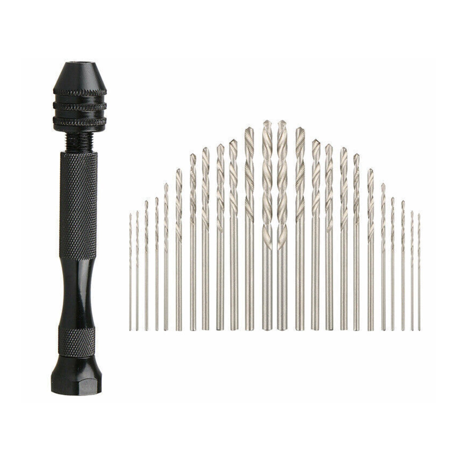 26 IN 1 Manual Keyless Chuck Pin Vise Rotary Tool Micro Hand Drill Bits 0.5-3mm